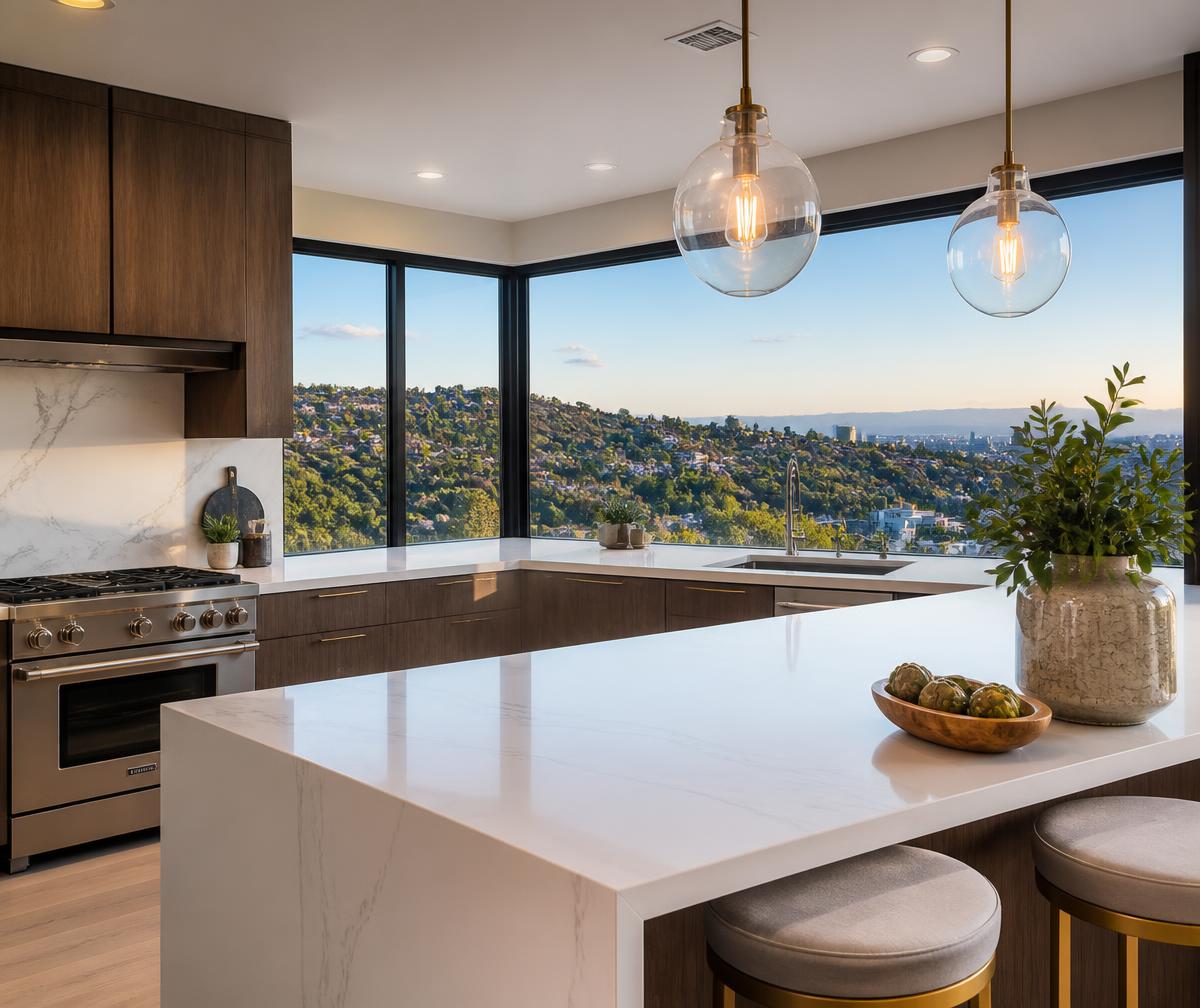 Spotless modern kitchen in the San Fernando Valley, cleaned by Nexa Clean